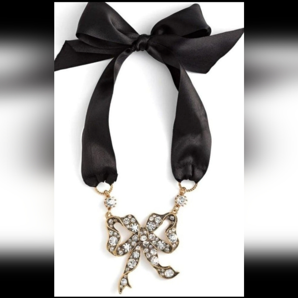 Rare Betsey Johnson Silk Ribbon Bow Necklace